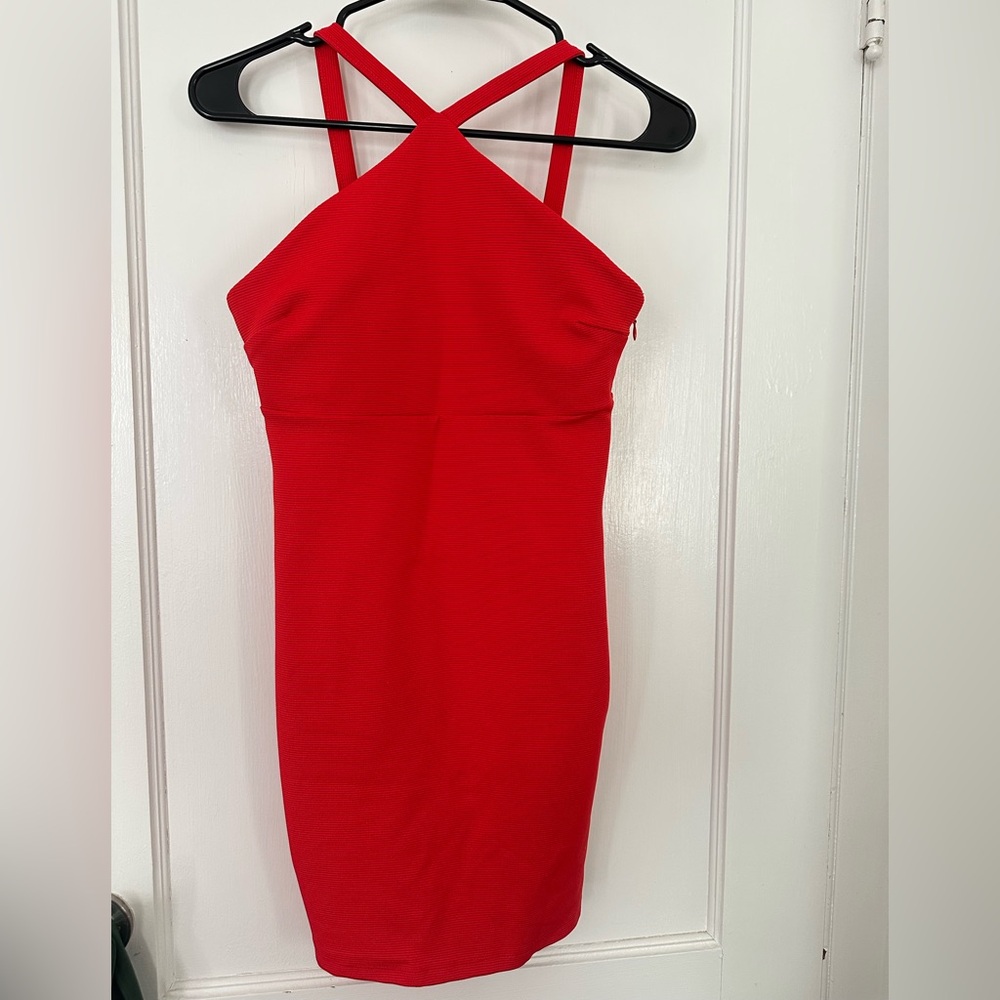 Elegant Red Halter mini Dress